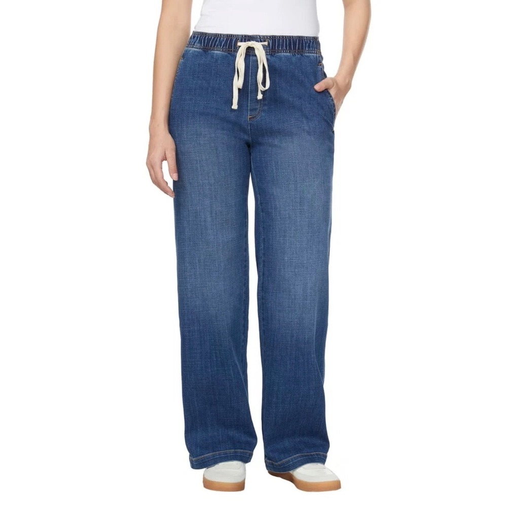 BUFFALO DAVID BITTON Wide Leg Pull-On Jean Women's XXL Blue Drawstring 30" NWT